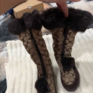 Coach Brown Fur-Trimmed Women's Boots